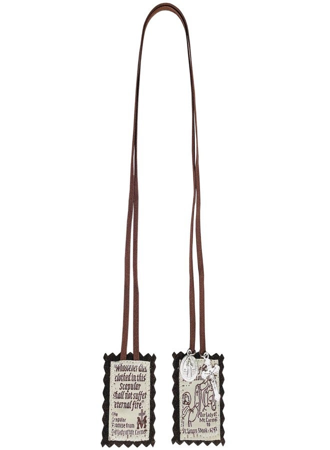 TALPGOD Brown Scapular, 3 Pack Bulk Scapulars Catholic Of Our Lady Of Mount Carmel, Escapularios Catolicos Religious Necklaces Gift With St Benedict Medal Crucifix Home Blessing Door Hanger,Catholic Decor - Image 3